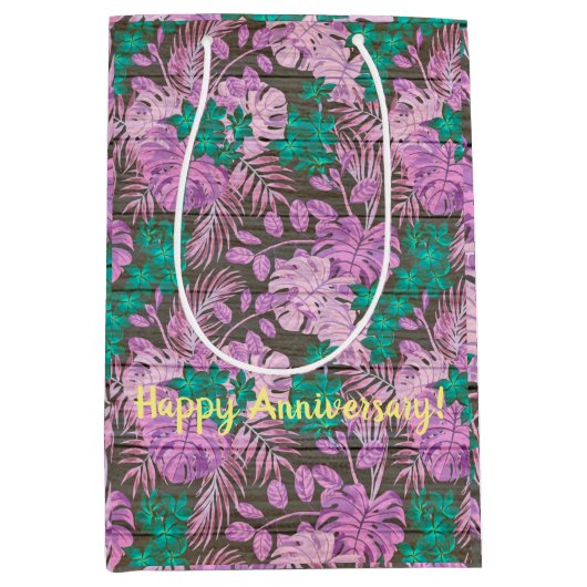 Floral op hout Populair Aanpassen Tekst Medium Cadeauzakje (Voorkant)