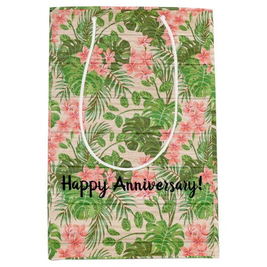 Floral op hout Populair Aanpassen Tekst Medium Cadeauzakje (Voorkant)