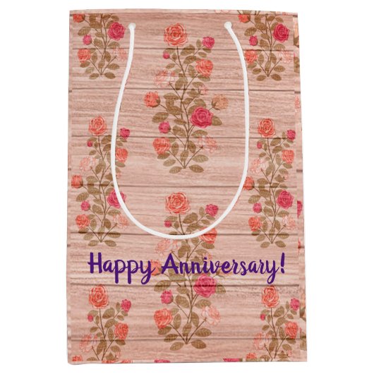 Floral op hout Populair Aanpassen Tekst Medium Cadeauzakje (Voorkant)