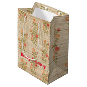 Floral op hout Populair Aanpassen Tekst Medium Cadeauzakje