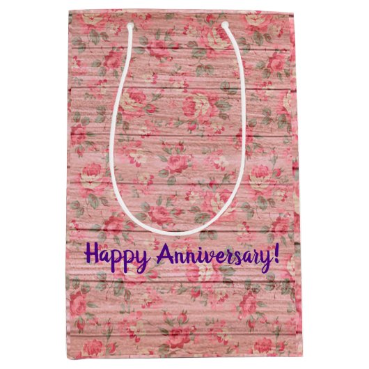 Floral op hout Populair Aanpassen Tekst Medium Cadeauzakje (Voorkant)