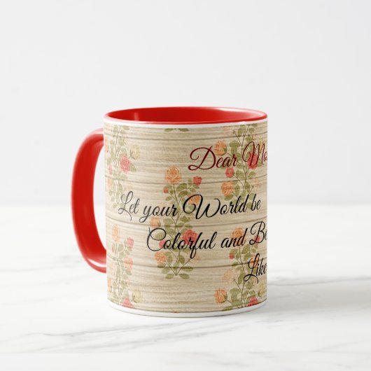 Floral op hout Populair Aanpassen Tekst Mok (Voorkant links)