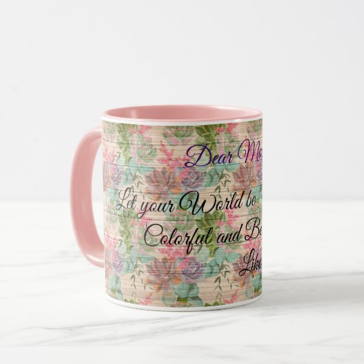 Floral op hout Populair Aanpassen Tekst Mok (Voorkant links)