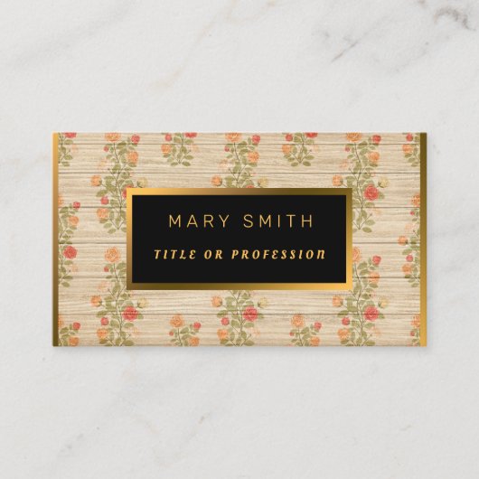 Floral op houtgoud Aanpassen Professionele moderne Visitekaartje (Voorkant)