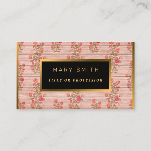 Floral op houtgoud Aanpassen Professionele moderne Visitekaartje (Voorkant)