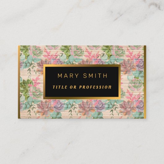 Floral op houtgoud Aanpassen Professionele moderne Visitekaartje (Voorkant)