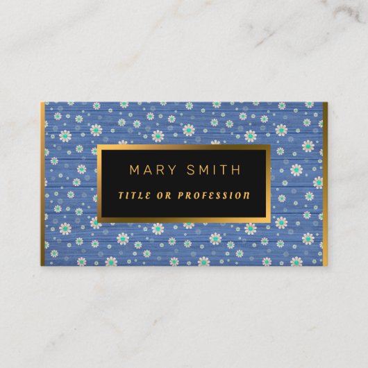 Floral op houtgoud Aanpassen Professionele moderne Visitekaartje (Voorkant)