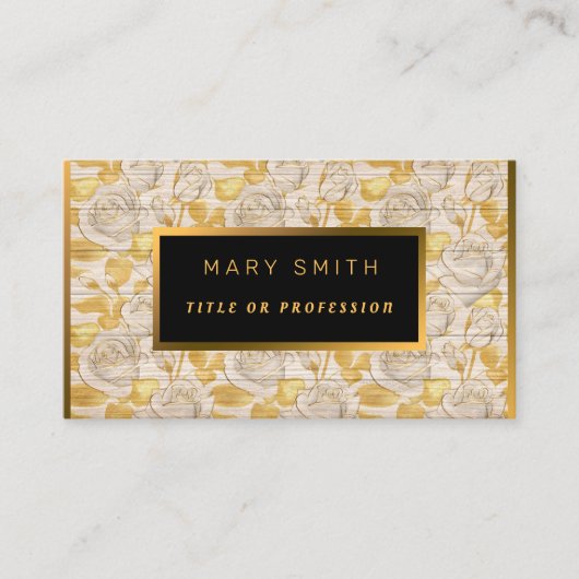 Floral op houtgoud Aanpassen Professionele moderne Visitekaartje (Voorkant)