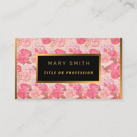 Floral op houtgoud Aanpassen Professionele moderne Visitekaartje (Voorkant)