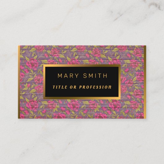 Floral op houtgoud Aanpassen Professionele moderne Visitekaartje (Voorkant)