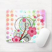 Floral op stippen muismat (Met muis)
