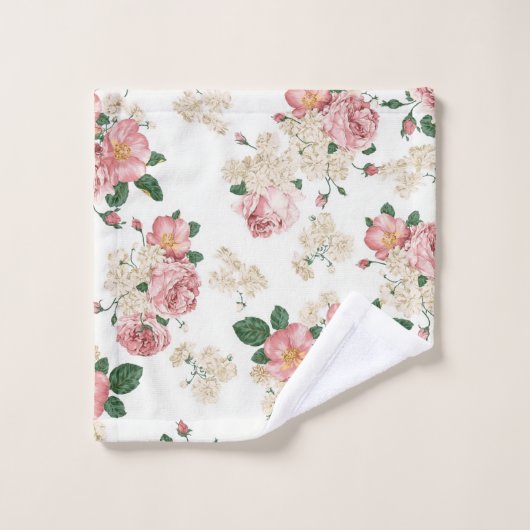  Floral op wit Bad Handdoek (Wasdoekje)