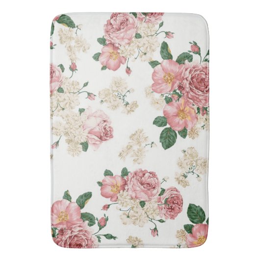  Floral op wit Badmat (Voorkant Verticaal)