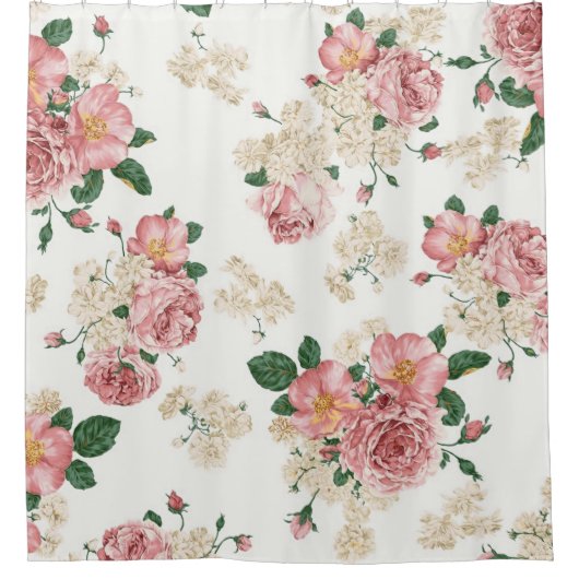  Floral op wit Douchegordijn (Voorkant)