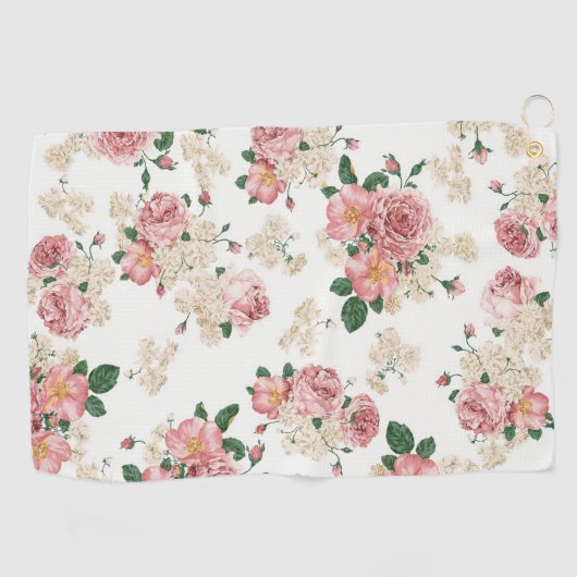  Floral op wit Golfhanddoek (Horizontaal)