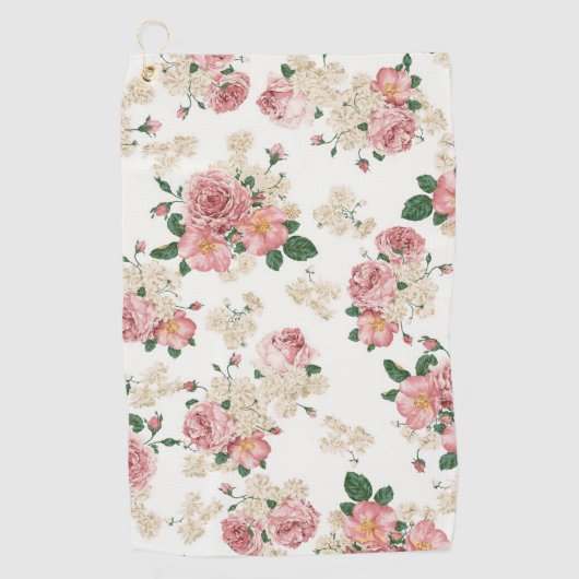  Floral op wit Golfhanddoek (Voorkant)