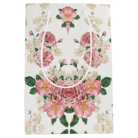  Floral op wit Medium Cadeauzakje (Voorkant)