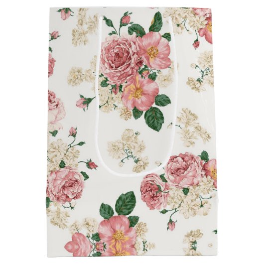  Floral op wit Medium Cadeauzakje (Achterkant)