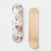  Floral op wit Persoonlijk Skateboard (Voorkant)