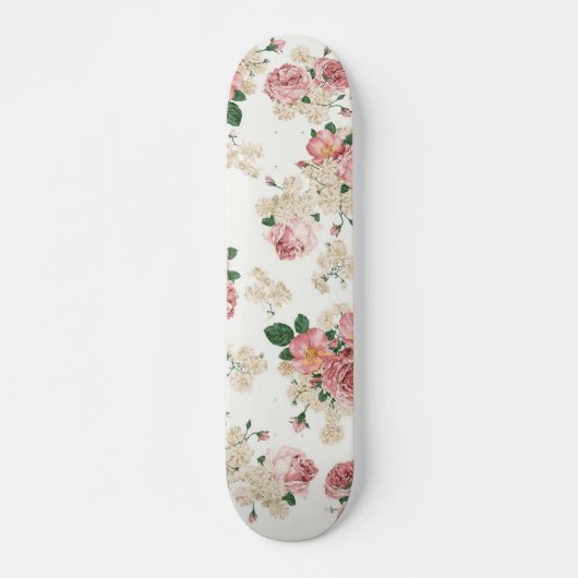  Floral op wit Persoonlijk Skateboard (Voorkant)