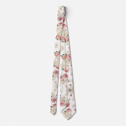 Floral op wit Stropdas (Achterkant)