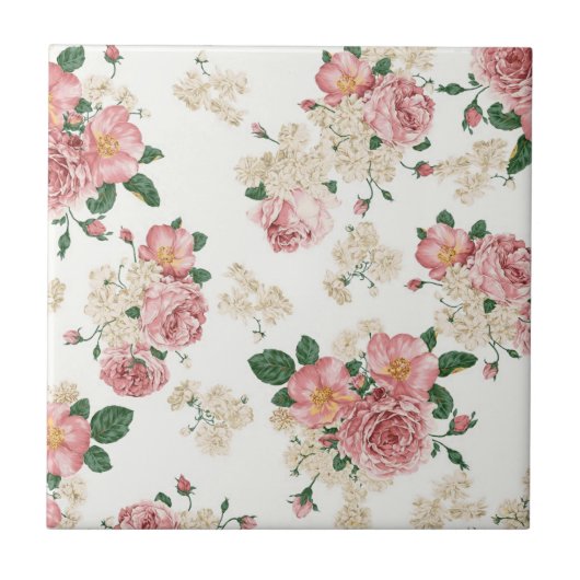 Floral op wit Tegeltje (Voorkant)