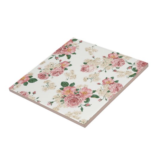 Floral op wit Tegeltje (Zijkant)