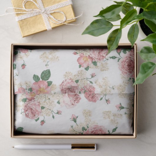  Floral op wit Tissuepapier (Geschenk)