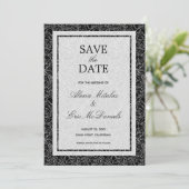 Floral op zwart save the date (Staand voorkant)