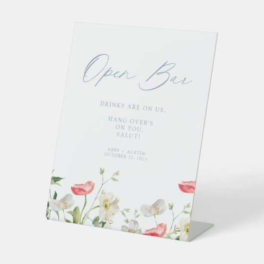 Floral Open Bar Reclamebord Met Voetstuk (Voorkant)