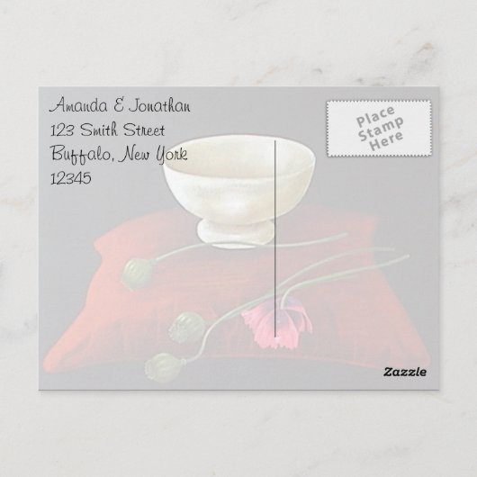 Floral Opium Poppy Bedankt Briefkaart (Achterkant)