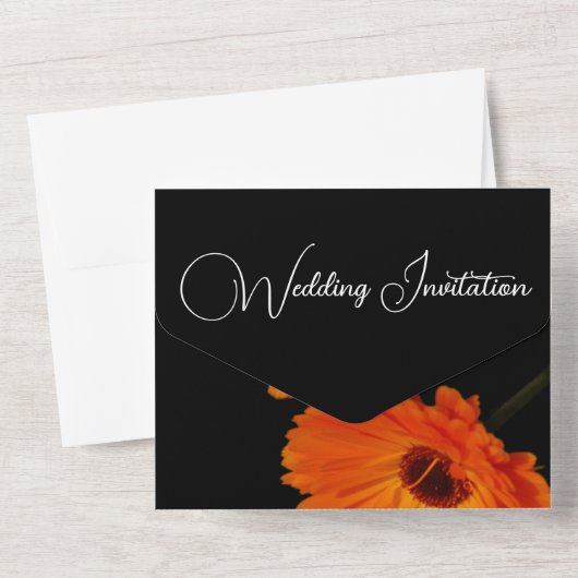 Floral Orange and Black Wedding All In One Uitnodiging (Achterkant)