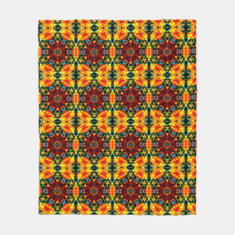 Floral Orange Fleece Deken