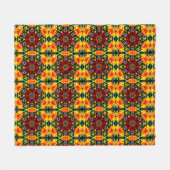Floral Orange Fleece Deken (Voorkant (Horizontaal))