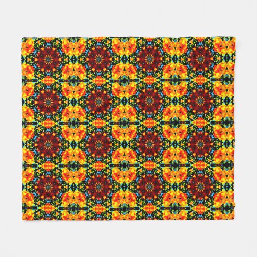 Floral Orange Fleece Deken (Voorkant (Horizontaal))