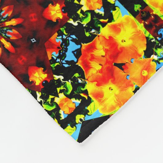 Floral Orange Fleece Deken (Hoek)