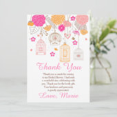 Floral Orange & Pink Bridal Shower Thank You Card Bedankkaart (Staand voorkant)