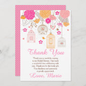 Floral Orange & Pink Bridal Shower Thank You Card Bedankkaart (Voorkant / Achterkant)
