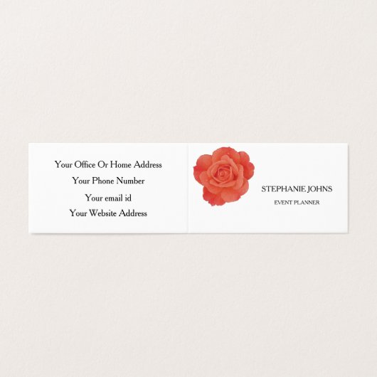 Floral Orange Rose Wedding White Event Planner Visitekaartje (Buitenkant ongevouwen)