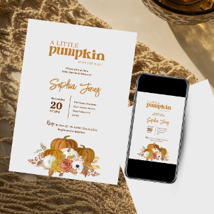 Floral   Orange   Waterverf pompoen baby shower Kaart