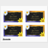 Floral Oranje Blue Glitter Black Product Labels (Vel)