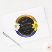 Floral Oranje Blue Glitter Black Product Labels (Envelop)