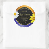 Floral Oranje Blue Glitter Black Product Labels (Tas)