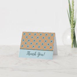 Floral Oranje Blue Sunflower Stippen Pattern Bedankkaart