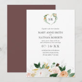 Floral Oranje botanische monogram in de zomer Kaart (Voorkant / Achterkant)