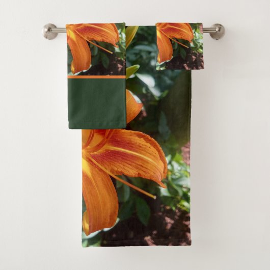 Floral Oranje dagfoto met Greenery Bath to Bad Handdoek (Insitu)
