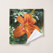Floral Oranje dagfoto met Greenery Bath to Bad Handdoek (Wasdoekje)