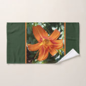 Floral Oranje dagfoto met Greenery Bath to Bad Handdoek (Handdoek)