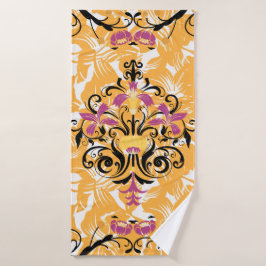 Floral Oranje design, Hollow Life Bad Handdoek