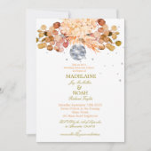 Floral Oranje Disco Ball Elegant Wedding Rehearsal Kaart (Voorkant)